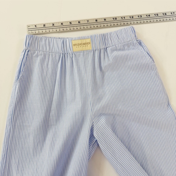 Studio Seven Designs Pants Womens Small Blue White Striped Lounge Casual Lila - Picture 5 of 7
